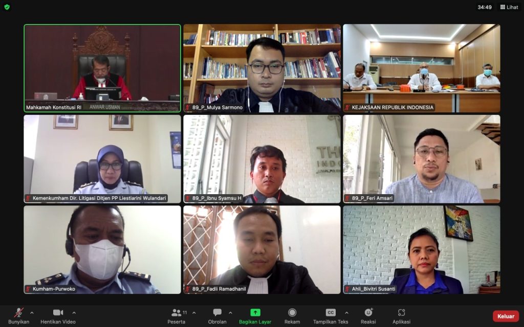 Sidang Uji Materi UU Pengadilan HAM secara daring (16/1).